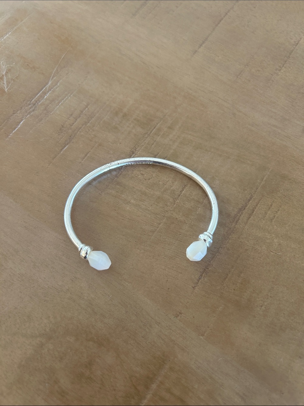 Kendra Scott Silver Open Cuff Bracelet with White Stone Ends